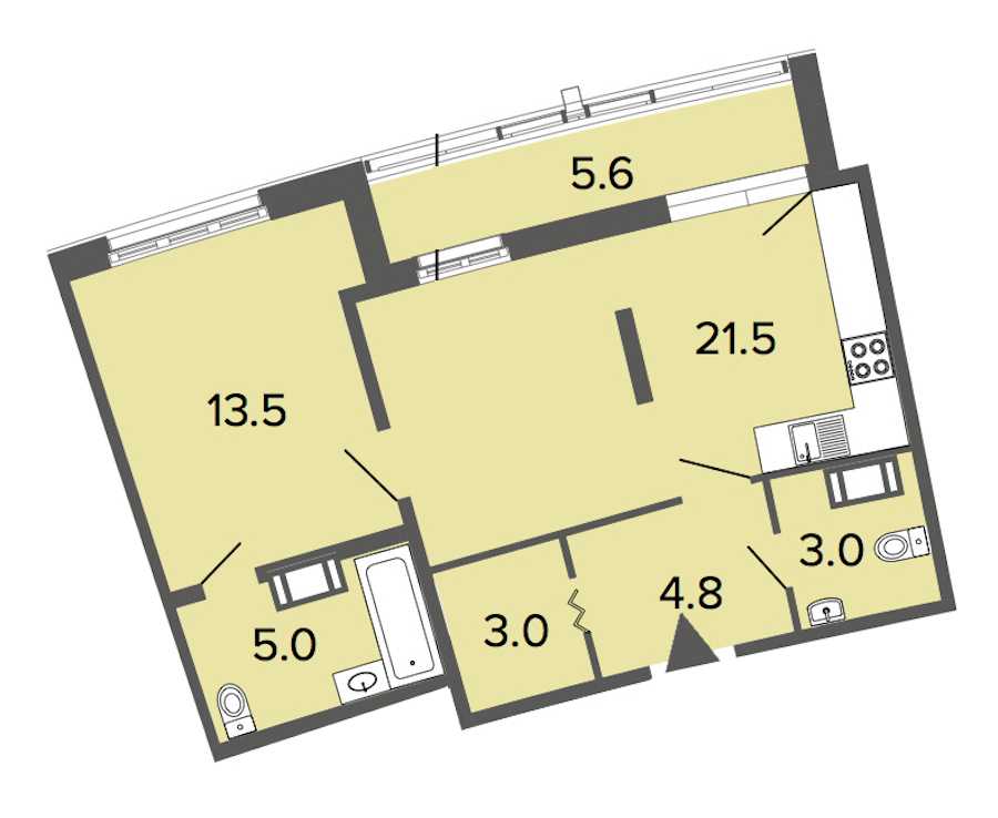 Однокомнатная квартира в : площадь 50.8 м2 , этаж: 14 – купить в Санкт-Петербурге